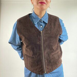 Vintage TWIK Brown Genuine Suede Vest - Size M US